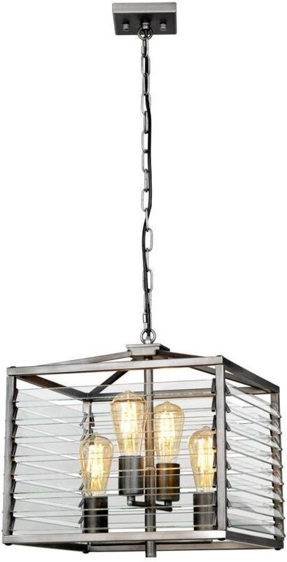 Elstead - Pendelleuchte Hängelampe Pendellampe Industrial Glas Wohnzimmerleuchte silber