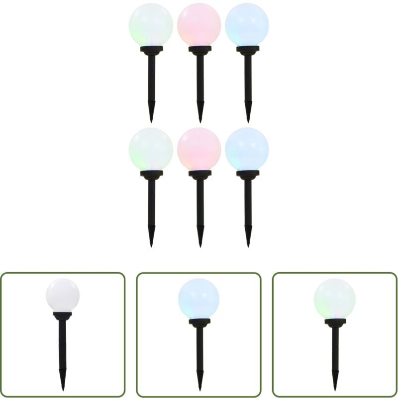 vidaXL LED-Solarleuchte - Außen-Solarlampen 6 Stk. LED Kugel 20 cm RGB