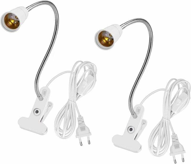 Lampe mit E27-Klemme, 2 Stück, Klemm-Schreibtischlampe mit Schalter, flexible Lampe, E27-Bettlampe, Klemm-Tischlampe, Kl...