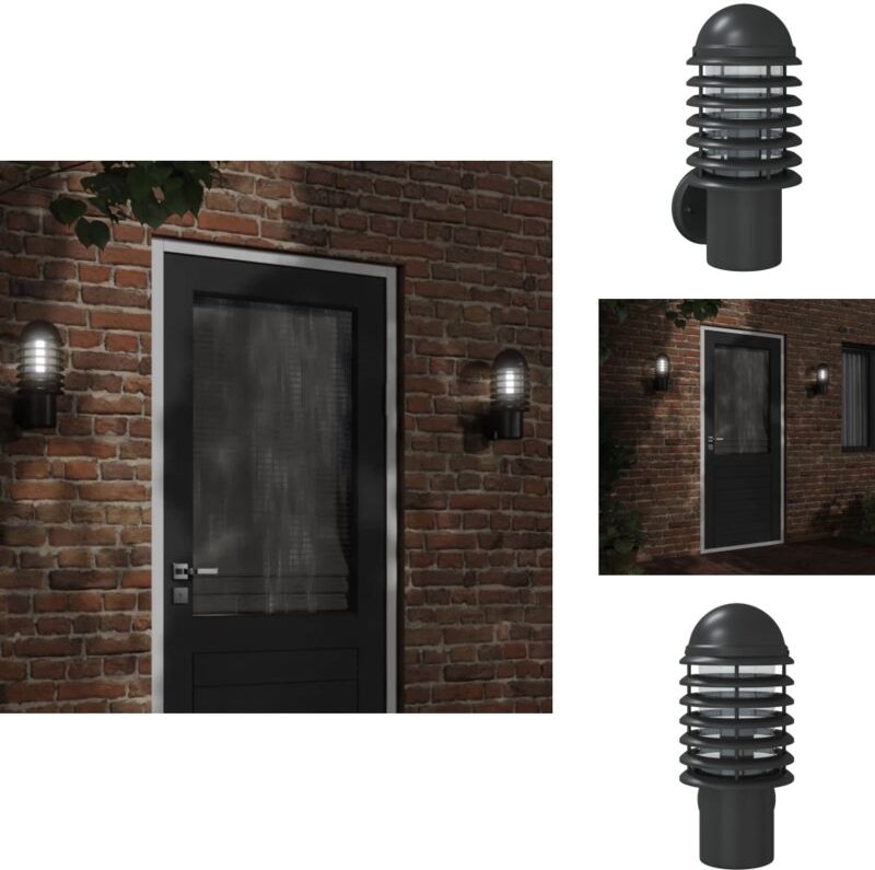 Außenwandleuchte Schwarz Edelstahl - Outdoor Wandleuchte - Edelstahl Wandleuchte - Gartenleuchte - Gartenbeleuchtung - l...