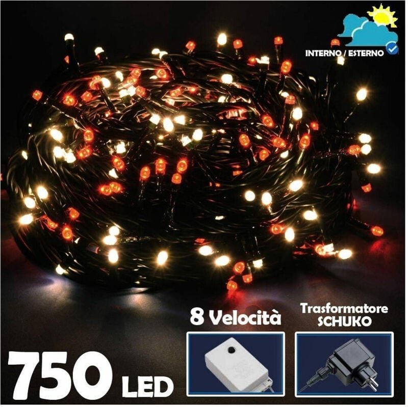 Thumbnail - Trade Shop Traesio - Trade Shop - catena luminosa 750 luci led white caldo und rosso controller 8 functions -