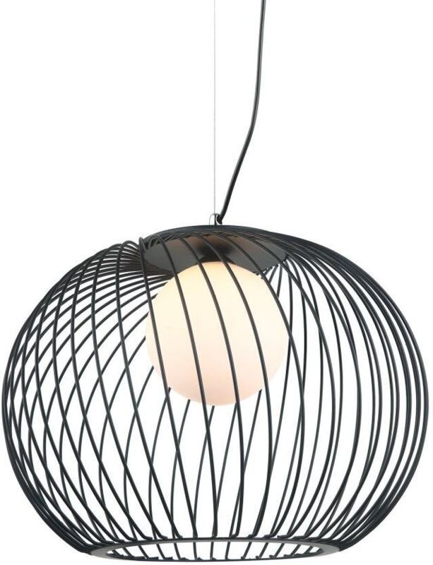 Clarisa - Moderner hängender Anhänger Schwarzes 1 Licht mit weißem Schatten, E27 - Italux