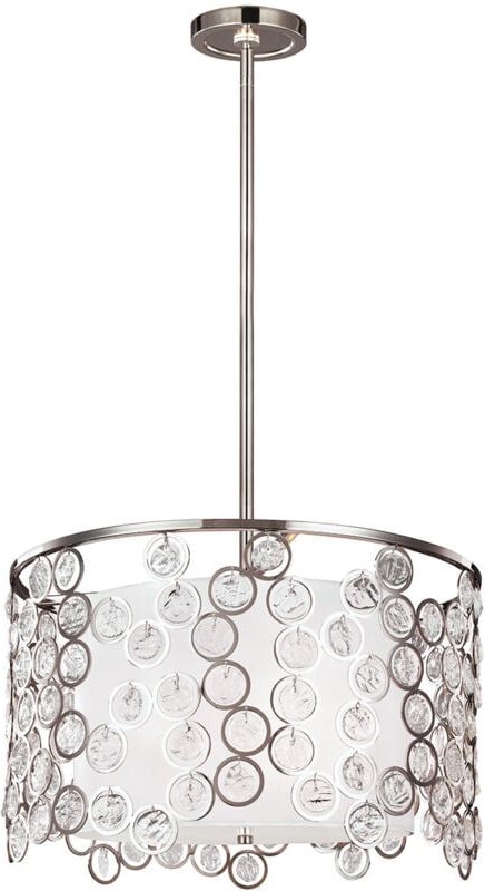 Pendellampe Deckenleuchte Hängelampe Glas Nickel d 48,3 cm Wohnzimmerleuchte