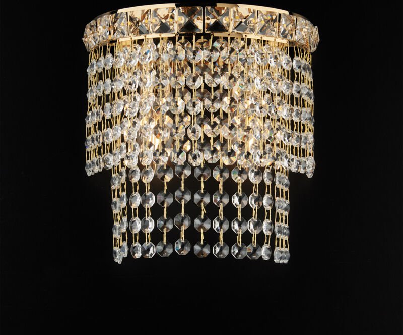 Wagner - Applikation aus Eisen und goldenem Messing mit Strasssteinen 2 Lichter .14 - P.21 - BL266-AP2-OR