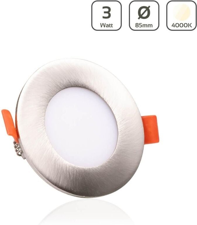 LED Panel Einbaustrahler rund silber - Lichtfarbe: Neutralweiß 4000K - Ausführung: 3W Ø85mm Ausschnitt Ø75mm