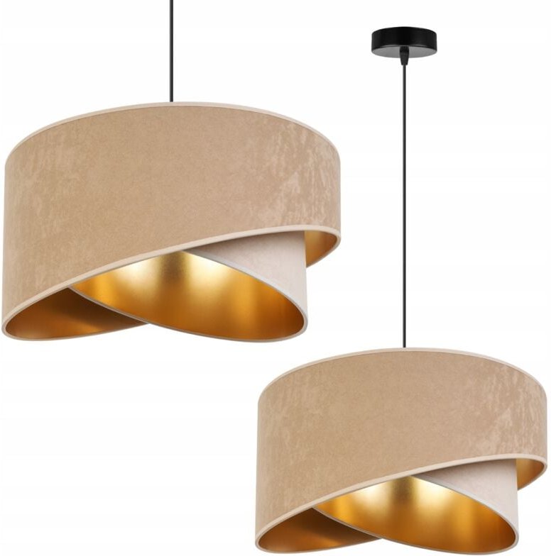 Hängelampe Deckenleuchter Goldener Samt Lampenschirm