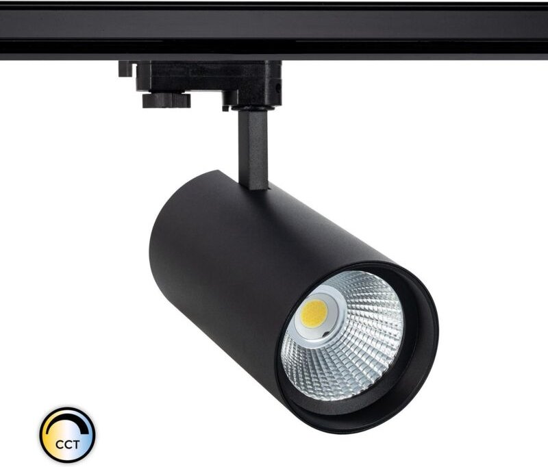 Efectoled - 3-Phasenstromschiene LED-Strahler 40W cct d'Angelo Schwarz lifud Wählbar (Warm-Neutral-Kalt)