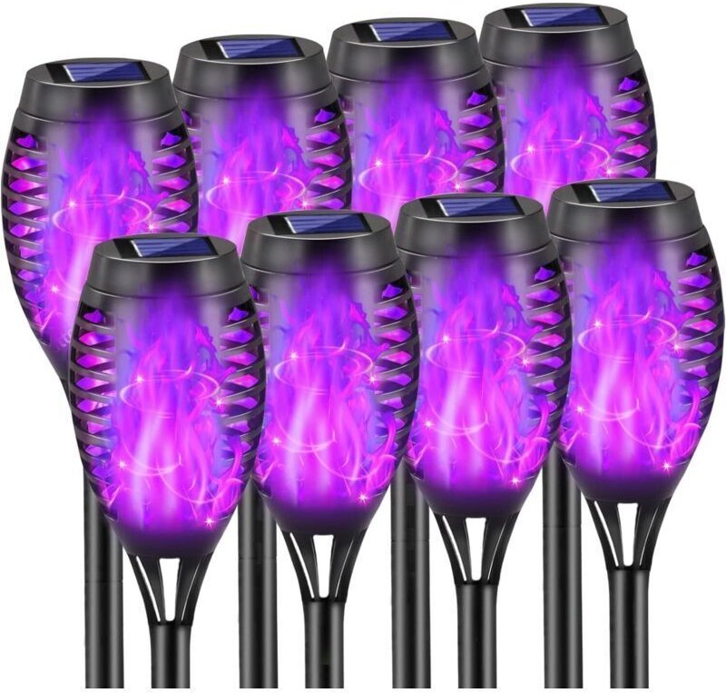 Solarbetriebene Gartenleuchten für den Außenbereich, wasserdichte LED-Leuchten (IP65), Gartenfackeln, wetterfeste Wegebe...