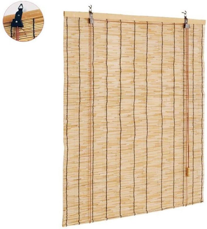 Trade Shop Traesio - Trade Shop - Rollladen Markise Rollo aus natürlichem Bambus Lamellen 80 x 160 cm -