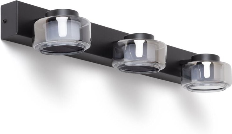 Efectoled - led Wandleuchte 12W Badezimmer Metall und Glas Zisna Schwarz