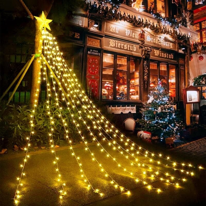 LED-Weihnachtsbaum-Lichterkette mit Stern, 9 x 2 m USB-Weihnachtsbaum-Dekorationslichter, 8 Beleuchtungsmodi, Lichterket...