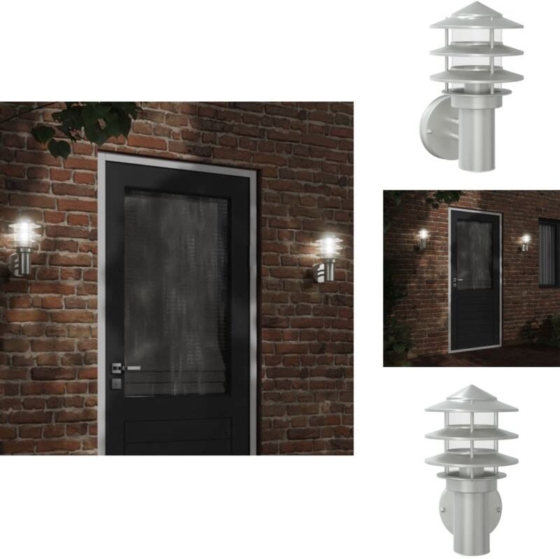 Außenwandleuchte Silbern Edelstahl - Outdoor-Beleuchtung - Wandleuchte - Gartenleuchte - Edelstahlleuchte - LED-Leuchte