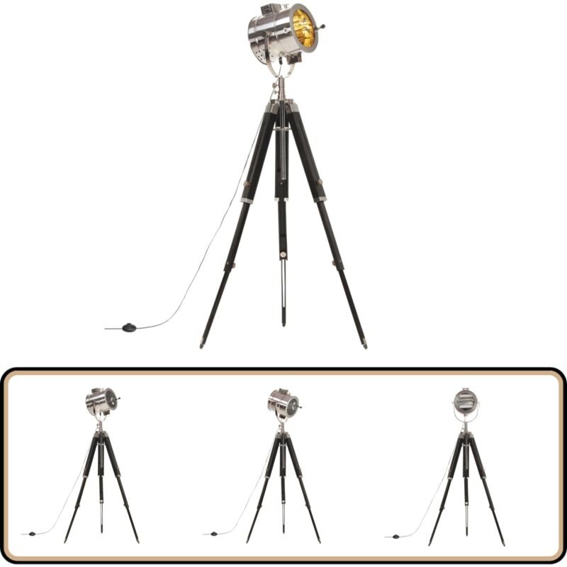 Stativlampe Mango Massivholz 165 cm - Retro Lampe - Stehlampe Wohnzimmer - Hollywood Lampe - Tischlampe - Designer Lampe