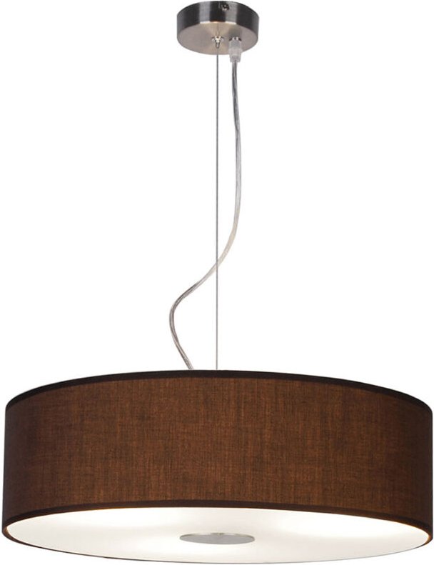 Hängeleuchte Wohnzimmerlampe hängend rund 1 flammig Pendelleuchte Stoffschirm Modern, Stahl gebürstet, Glas satiniert, 1...