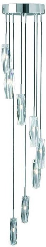 Sculptured Ice - 8 Light Spiral Cluster Anhänger Chrom, K9 Glas Acht, G4 Glühbirne - Searchlight