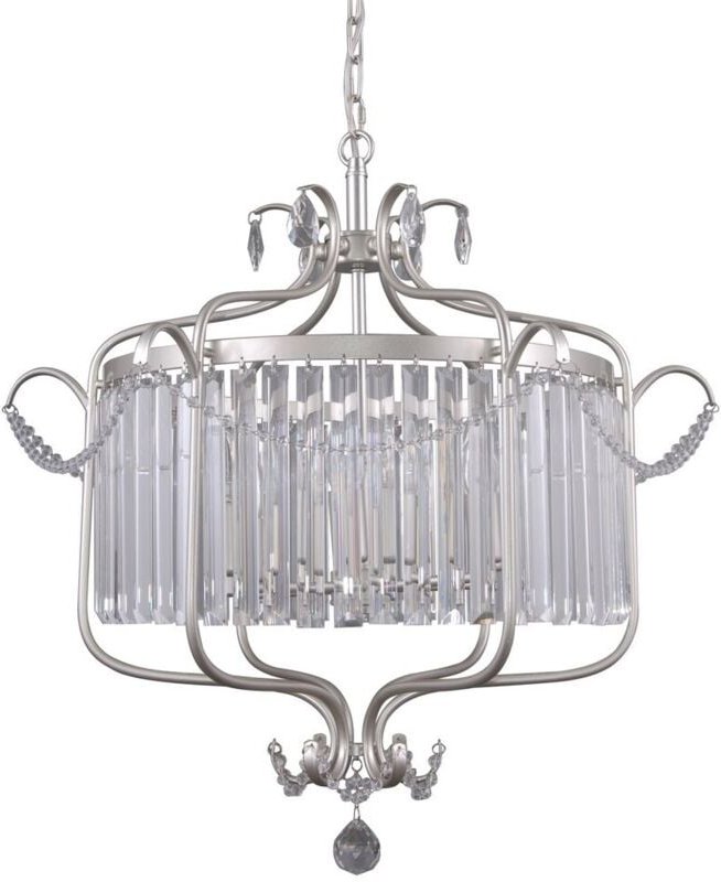 Rinaldo - Klassischer hängender Anhänger Champagner Silber 6 Licht, E14 - Italux