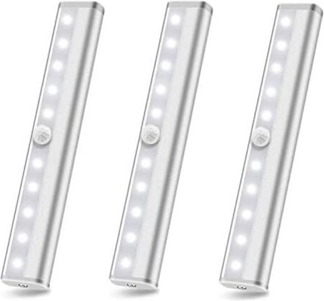 3er-Pack LED-Schrankleuchten mit Bewegungsmelder, batteriebetriebene, überall aufklebbare kabellose Unterschrankbeleucht...
