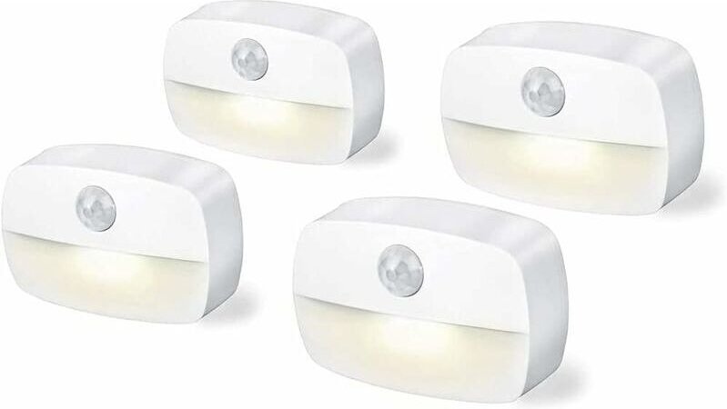 Set mit 4 batteriebetriebenen, bewegungsaktivierten Innenleuchten (3A) für Schränke, Treppenhäuser, Flure, Küchen und Sc...