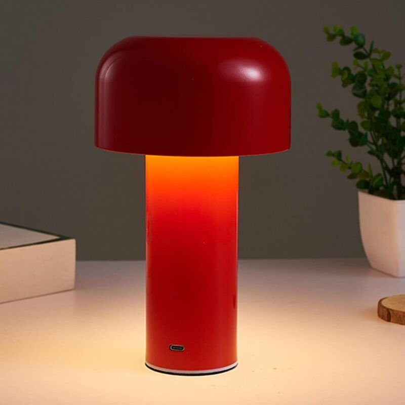 LED-Tischlampe, wiederaufladbare kabellose Pilz-Tischlampe, dreifarbiges Wechsellicht, Touch-Steuerung, USB-Umgebungsnac...