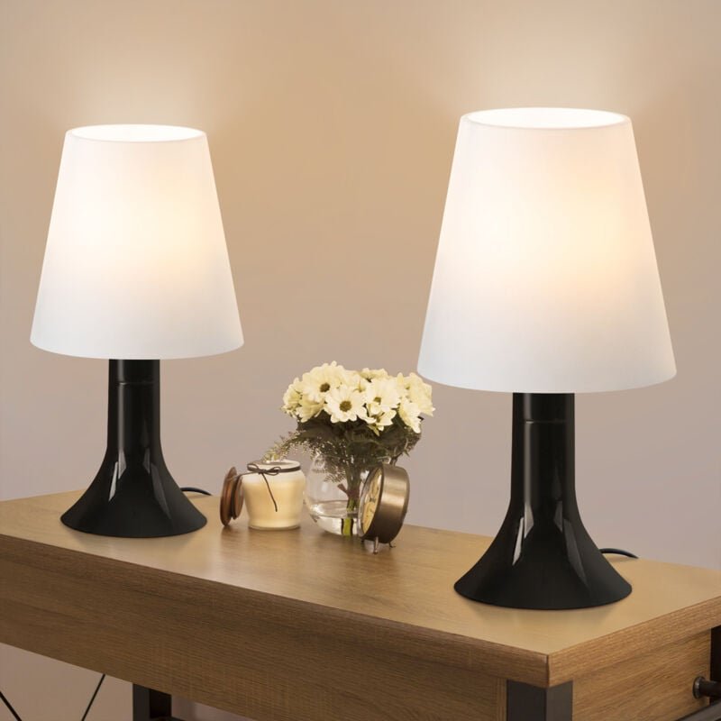 Thumbnail - Nachttischlampe Wohnzimmer Tischlampe mit Kabel - Tischleuchte 2er Set Kleine Lampe Schwarz E14 Tischlampen Moderne Land...