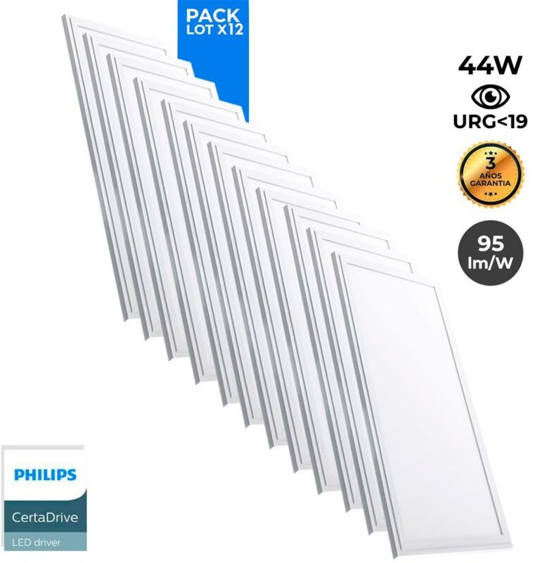 12er-Pack LED-Einbaupanels slim 120x30 cm – Philips Treiber -