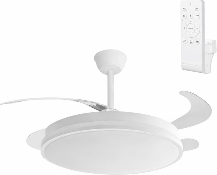 Gleichstromventilator mit Sommer-Winter-Funktion, 44 W, Weiß, 4 Flügel, 107°C, 4900 lm, 3500-4000-6500 K, Fernbedienung ...