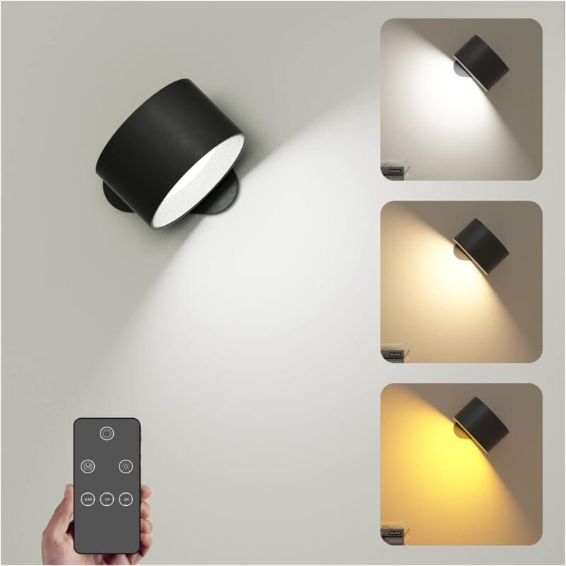 Thumbnail - Wandleuchte für den Innenbereich, Wandlampe mit dimmbarer Fernbedienung, Touch-Steuerung, 3 Helligkeitsstufen, 3 Farbmod...