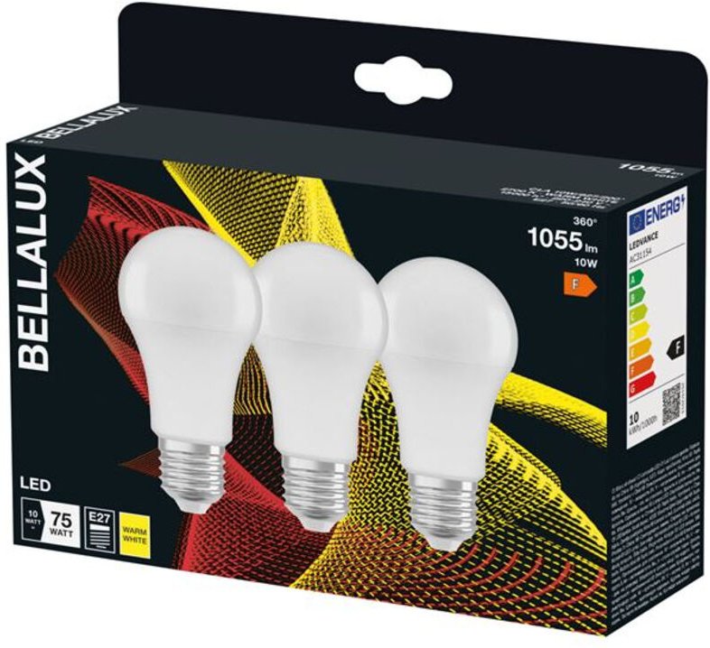 Bellalux - Standard-LED-Glühlampe E27, 10W, warmweiß, mattiert. 3er-Set.