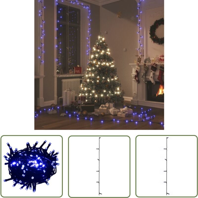 The Living Store Lichterkette mit 400 LEDs Blau 40 m 8 Lichteffekte - Weihnachtsdeko - LED-Lichtring - Lichterkette Blau...