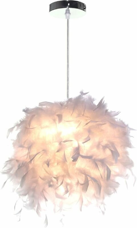 Wottes - Sphärische Pendelleuchte Weiß Feder Deckenleuchte Kronleuchter E27 für Esszimmer Wohnzimmer Schlafzimmer