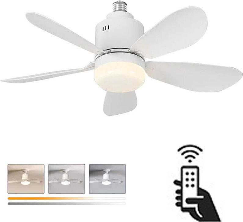 52,5 cm Deckenventilator mit LED-Beleuchtung – Warm-/Kaltweiß – Schnelle Montage
