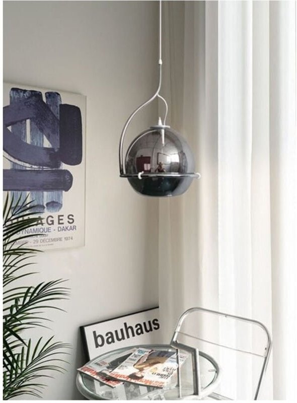 Trade Shop - Glaskugel Kronleuchter Anhänger Globus E27 verstellbare Pendelleuchte LP-87 - Silber