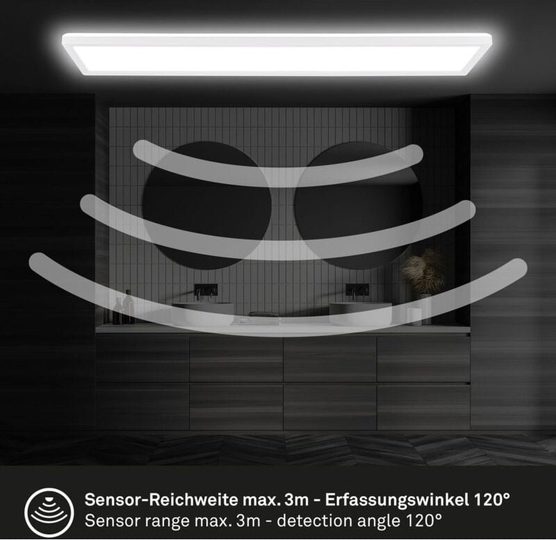 Ultraflache led Deckenlampe mit Bewegungsmelder - IP44 led Badlampe Badezimmerleuchte, Deckenpanel extra flach für Feuch...