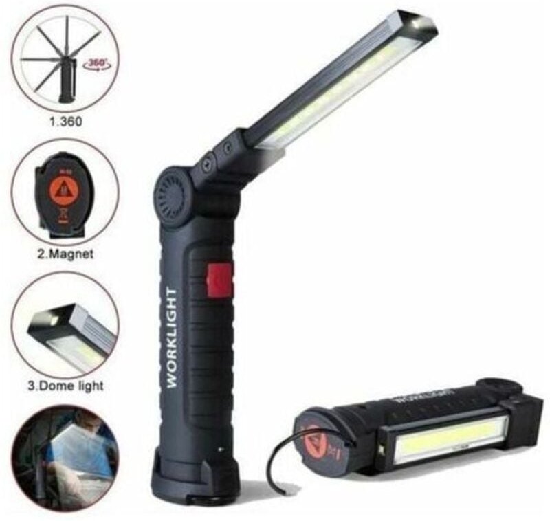 Wiederaufladbare LED-Arbeitsleuchte mit 800 Lumen, magnetischer Basis, 5 Modi für Garage, Camping, Notfall, LED-Arbeitsl...