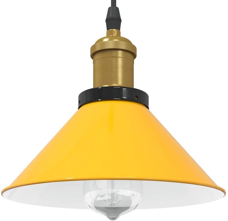 vidaXL Pendelleuchte Höhenverstellbar E27 Gelb Glänzend Ø 22 cm Metall