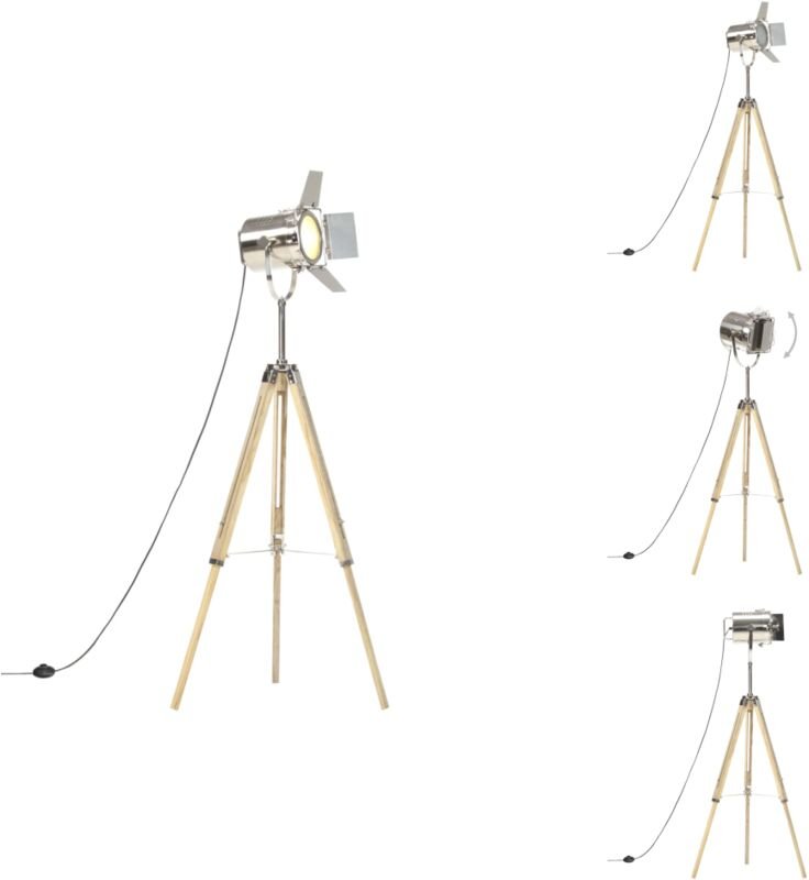 Stehleuchte Dreibein Massivholz Mango 140 cm - Stehlampe - Vintage Lampe - Holzhilfe - Wohnzimmer Dekoration - Industrie...