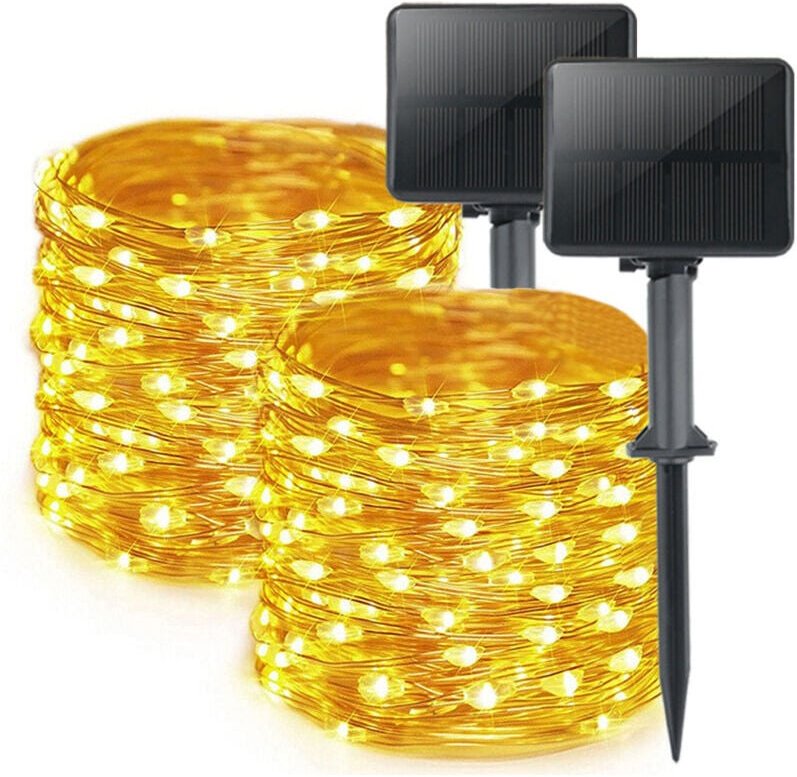 YMYNY 2er-Pack Solarleuchten für den Außenbereich, 16 m wasserdichte Lichter, 160 LEDs, 8 Modi, Dekoration für Garten, T...