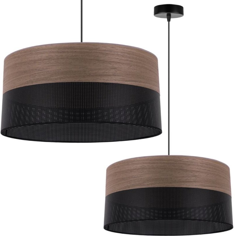 Einzelne Hängelampe, Lampenschirm Aus Nussbaumfurnier, 44 Cm