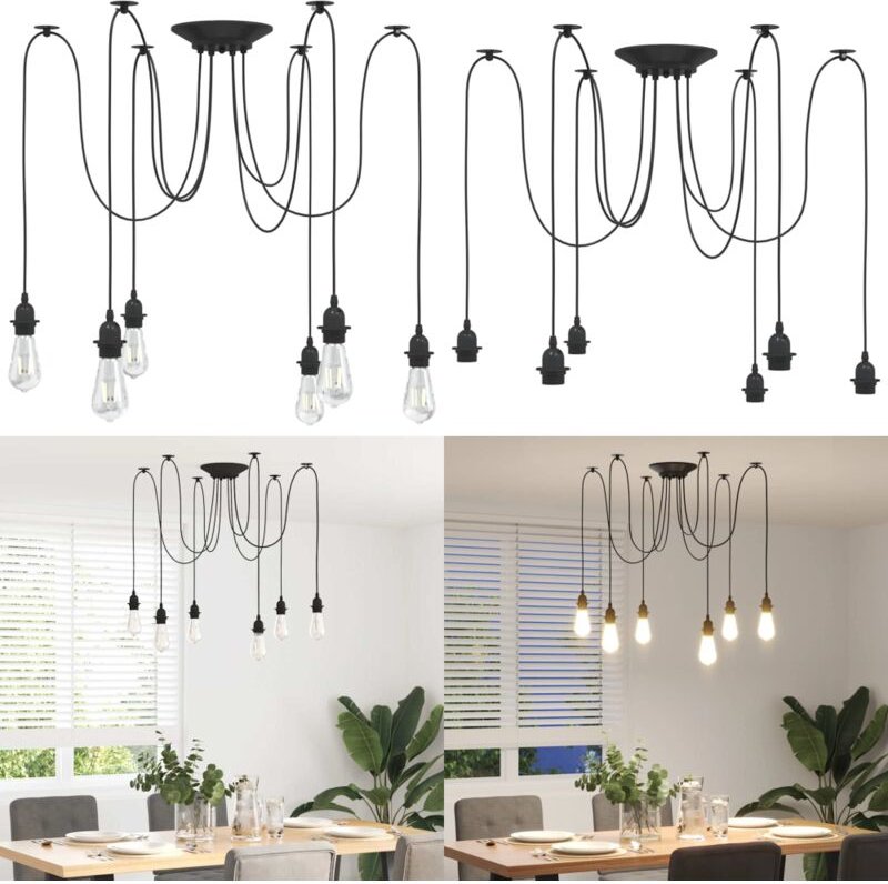 Pendelleuchte mit 6 Fassungen E27 Schwarz Metall - Vidaxl
