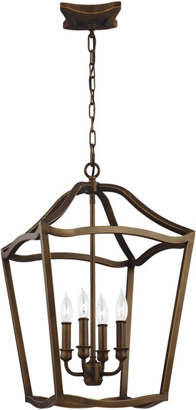 Yarmouth - 4 leichte Kerze Anhänger Kettenlaterne, Messing im Alter von Messing - Elstead