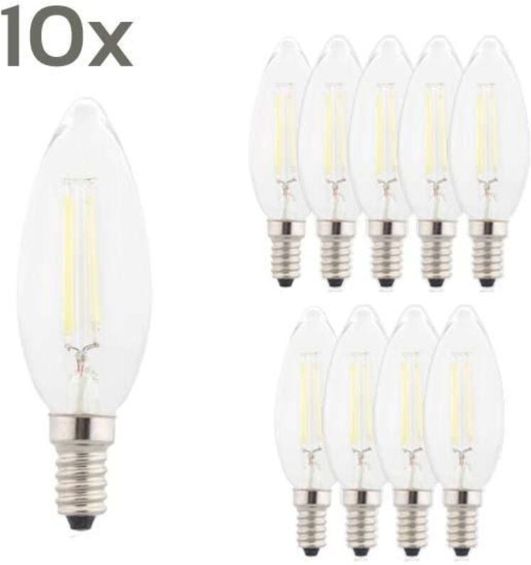 10 x LED Lampe Filament E14 2.8W C35 2700K
