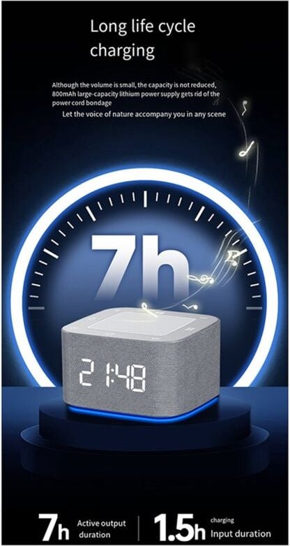 Wecker Schlafgeräuschmaschine 8-farbiges Nachtlicht 32 beruhigende Geräusche Weißes Rauschen mal digital