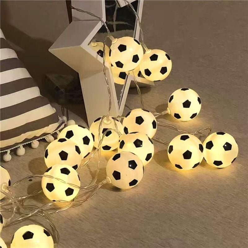 Fußball-Lichterkette, Lichterkette für Innen- und Gartenbereich, USB-LED-Lichterkette, 3 m warmweiß, 20 LEDs, Dekoration...