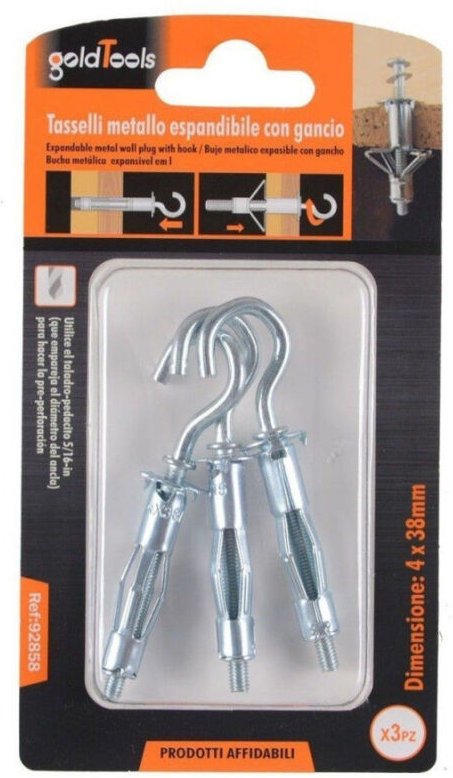 Trade Shop Traesio - Trade Shop - satz 3 metallspreizhakenschrauben stil c 4X38MM 92858 -