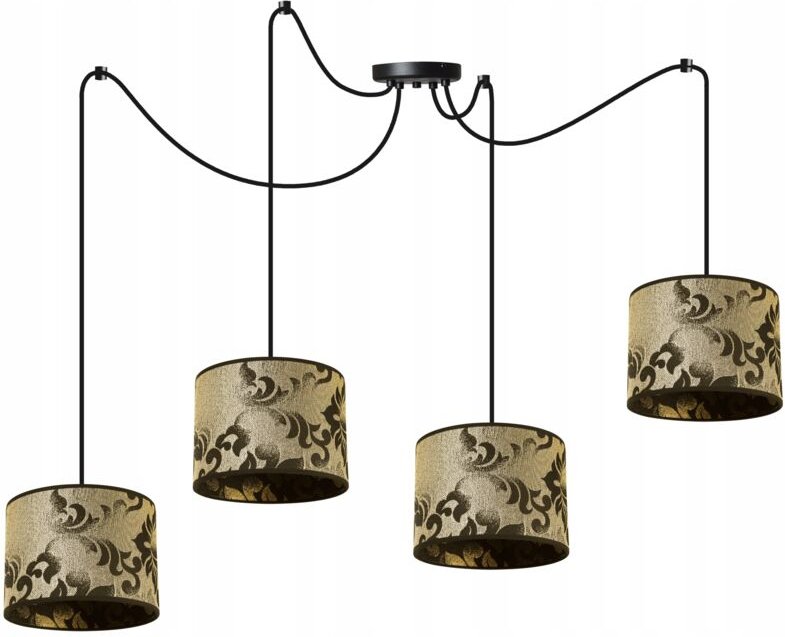 Decken-Hängelampe, Lampenschirm mit Spinnenmuster, Gold