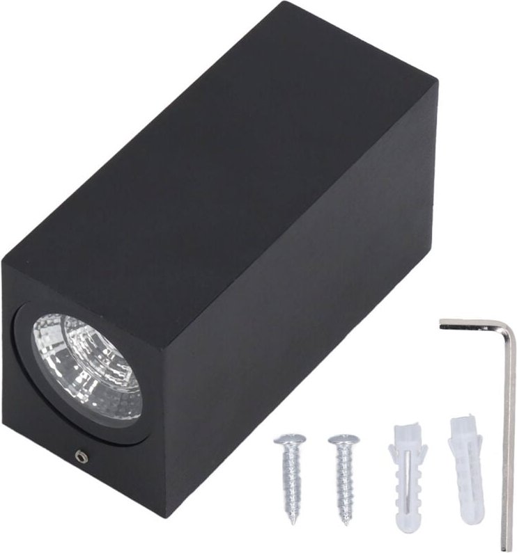 LED-Wandleuchte, 12W Moderne Aluminium-Wandleuchte mit nach oben und unten gerichtetem, wasserdichtem Doppelkopf, quadra...