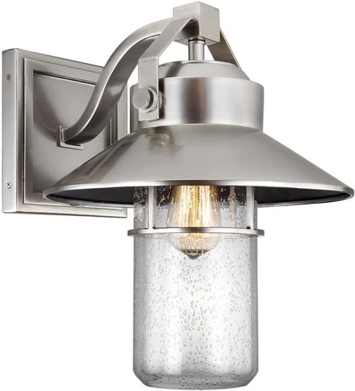 Außenleuchte Wandlampe gebürsteter Stahl H 39 cm Gartenlampe Hofleuchte IP44