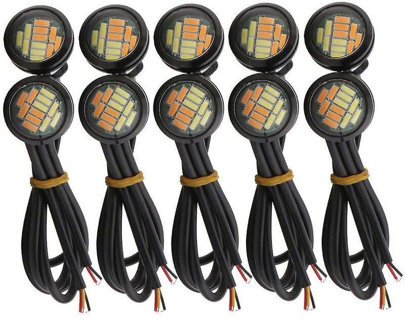 Woosien - 10 Stücke 12v 23mm Dual Color Switchback 4014 Smd 12 Led Drl Eagle Eye Tagfahrlicht Auto Motor drehen Li