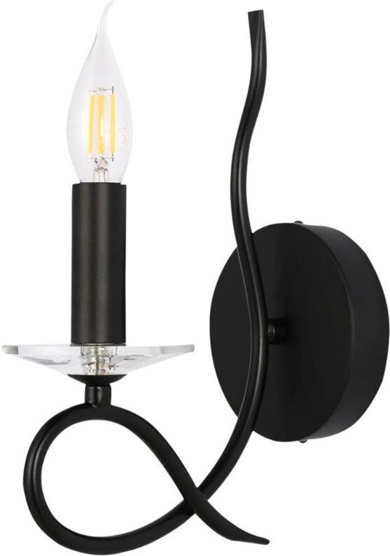 Trade Shop Traesio - Trade Shop - Wandleuchte Kerze E14 Single Spiral Schwarz Elegantes Design 00521 -