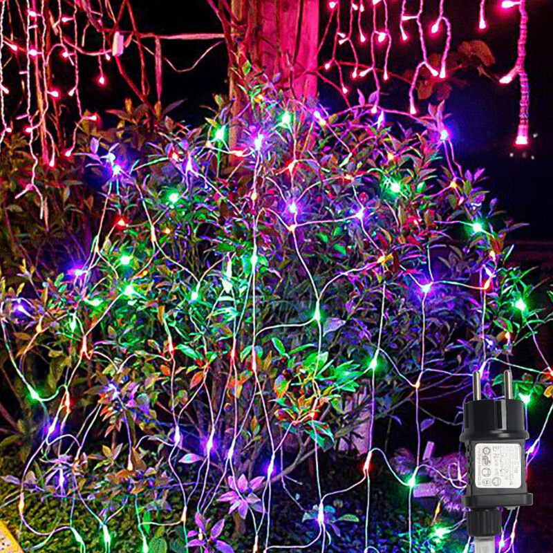 Randaco LED Lichternetz 2x2M Lichtervorhang Lichterkette Lichterketten Leuchte Außen 8 Modi RGB
